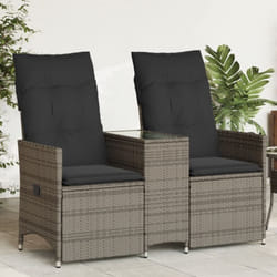 Vidaxl - Canapé de jardin inclinable 2 places avec table gris poly rotin