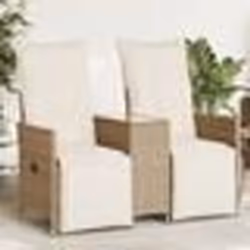 vidaXL Canapé de jardin inclinable 2 places avec table beige rotin