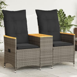 Vidaxl - Canapé de jardin inclinable 2 places avec table gris poly rotin