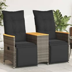 Vidaxl - Canapé de jardin inclinable 2 places avec table gris poly rotin