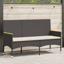 Banc de jardin à 3 places avec coussins noir résine tressée - Vidaxl