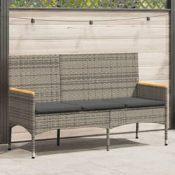 Vidaxl - Banc de jardin 3 places avec coussins gris résine tressée