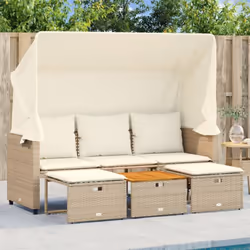 Ce canapé de jardin avec auvent et tabourets est le complément parfait de votre arrière-cour, terrasse ou patio, offrant un e ...