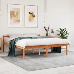 Lit pour personne âgée cire marron 160x200cm bois de pin massif - Vidaxl
