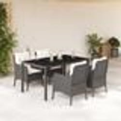 vidaXL Ensemble à manger de jardin coussins 5pcs Noir Résine tressée