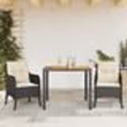 vidaXL Ensemble à manger de jardin avec coussins 3 pcs Noir