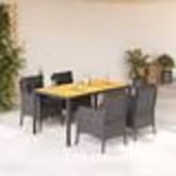 vidaXL Ensemble à manger de jardin coussins 5pcs Noir Résine tressée