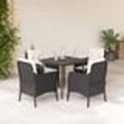 vidaXL Ensemble à manger de jardin coussins 5pcs Noir Résine tressée