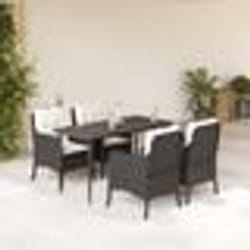 vidaXL Ensemble à manger de jardin coussins 5pcs Noir Résine tressée