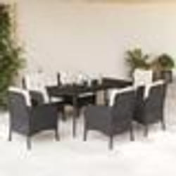 vidaXL Ensemble à manger de jardin coussins 7pcs Noir Résine tressée