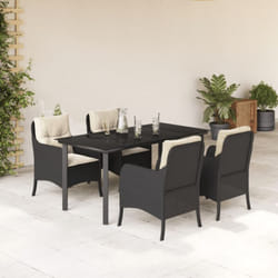 Ensemble à manger de jardin coussins 5pcs Noir Résine tressée Vidaxl