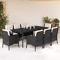vidaXL Ensemble à manger de jardin 9pcs coussins noir résine tressée