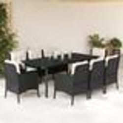 vidaXL Ensemble à manger de jardin 9pcs coussins noir résine tressée