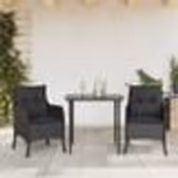 vidaXL Ensemble à manger de jardin avec coussins 3 pcs Noir