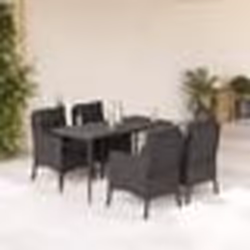 vidaXL Ensemble à manger de jardin coussins 5pcs Noir Résine tressée