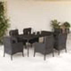 vidaXL Ensemble à manger de jardin coussins 7pcs Noir Résine tressée