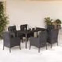 vidaXL Ensemble à manger de jardin coussins 7pcs Noir Résine tressée