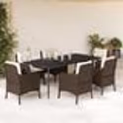 vidaXL Ensemble à manger de jardin et coussins 7 pcs marron rotin
