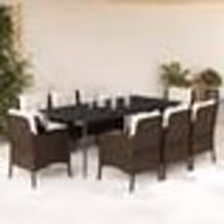vidaXL Ensemble à manger de jardin et coussins 9 pcs marron poly rotin