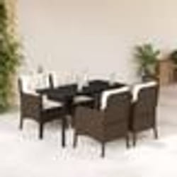 vidaXL Ensemble à manger de jardin 5 pcs et coussins marron poly rotin