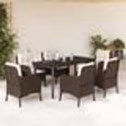 vidaXL Ensemble à manger de jardin et coussins 7 pcs marron rotin