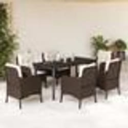 vidaXL Ensemble à manger de jardin et coussins 7 pcs marron rotin