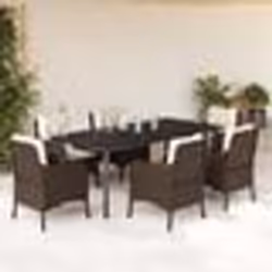 vidaXL Ensemble à manger de jardin et coussins 7 pcs marron rotin