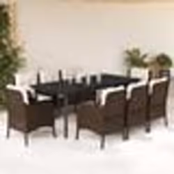 vidaXL Ensemble à manger de jardin et coussins 9 pcs marron poly rotin