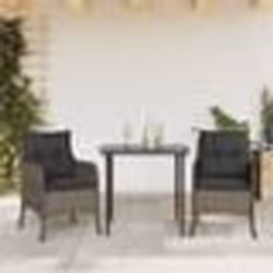 vidaXL Ensemble à manger de jardin 3 pcs coussins gris résine tressée