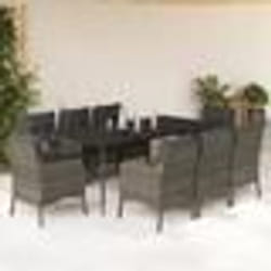 vidaXL Ensemble à manger de jardin 9 pcs coussins gris résine tressée