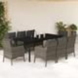 vidaXL Ensemble à manger de jardin 9 pcs coussins gris résine tressée