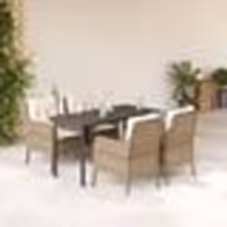 vidaXL Ensemble à manger de jardin avec coussins 5pcs Beige poly rotin