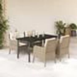 vidaXL Ensemble à manger de jardin avec coussins 5pcs Beige poly rotin