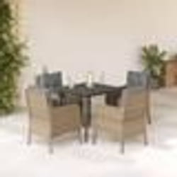 vidaXL Ensemble à manger de jardin avec coussins 5pcs Beige poly rotin