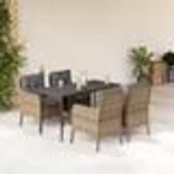 vidaXL Ensemble à manger de jardin avec coussins 5pcs Beige poly rotin