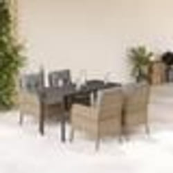 vidaXL Ensemble à manger de jardin avec coussins 5pcs Beige poly rotin