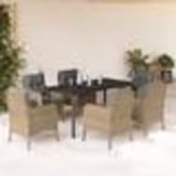 vidaXL Ensemble à manger de jardin et coussins 7 pcs beige poly rotin