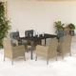vidaXL Ensemble à manger de jardin et coussins 7 pcs beige poly rotin
