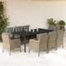 vidaXL Ensemble à manger de jardin et coussins 9 pcs beige Poly rotin