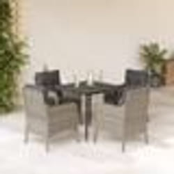 vidaXL Ensemble à manger de jardin et coussins 5 pcs gris clair rotin