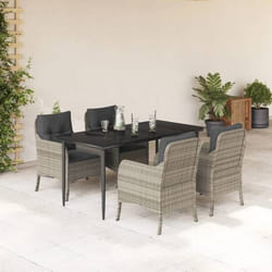vidaXL Ensemble à manger de jardin et coussins 5 pcs gris clair rotin