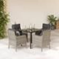 vidaXL Ensemble à manger de jardin et coussins 5 pcs gris clair rotin