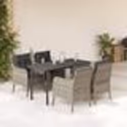vidaXL Ensemble à manger de jardin et coussins 5 pcs gris clair rotin