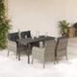 vidaXL Ensemble à manger de jardin et coussins 5 pcs gris clair rotin