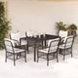 vidaXL Ensemble à manger de jardin coussins 7pcs Noir Résine tressée