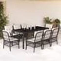 vidaXL Ensemble à manger de jardin 9pcs coussins noir résine tressée