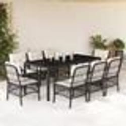 vidaXL Ensemble à manger de jardin 9pcs coussins noir résine tressée