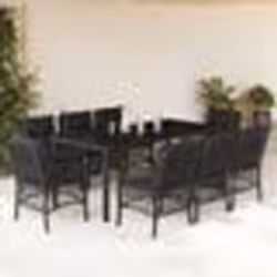 vidaXL Ensemble à manger de jardin 9pcs coussins noir résine tressée