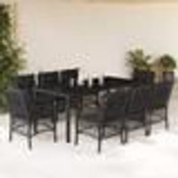 vidaXL Ensemble à manger de jardin 9pcs coussins noir résine tressée