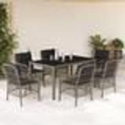 vidaXL Ensemble à manger de jardin et coussins 7 pcs gris rotin